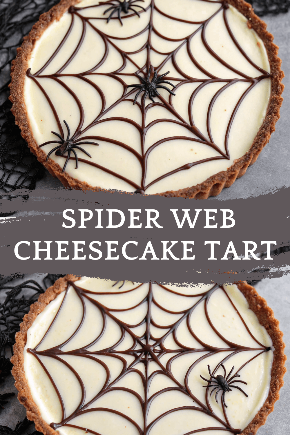 Spider Web Cheesecake Tart for Halloween