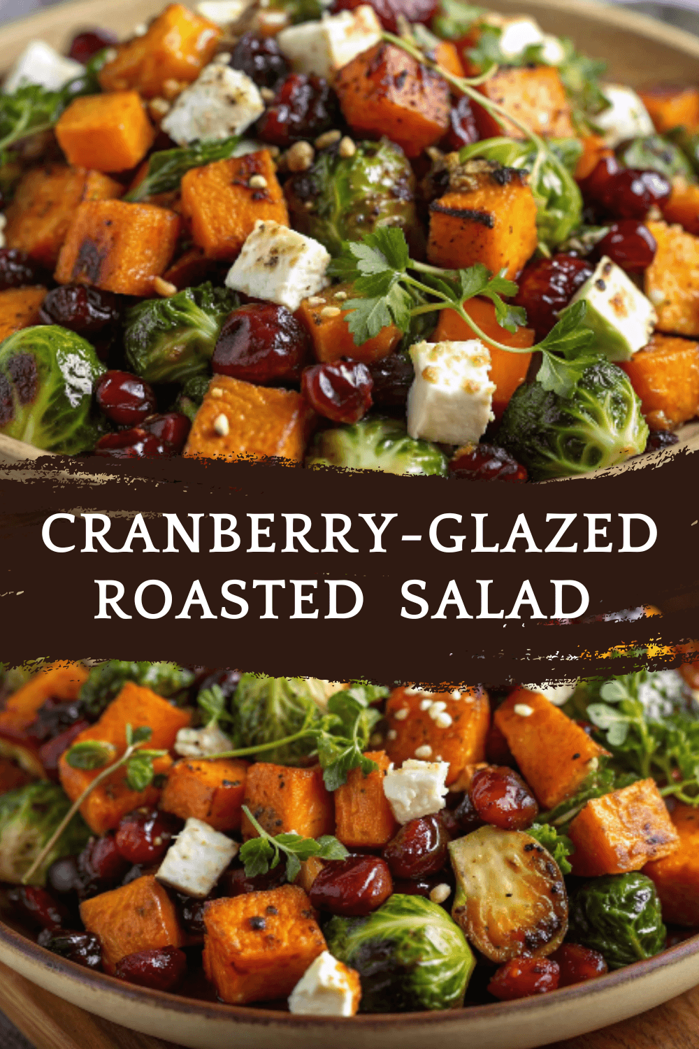 Cranberry-Glazed Roasted Butternut Squash, Brussels Sprouts & Sweet Potato Salad – A Festive, Flavor-Packed Winter Salad