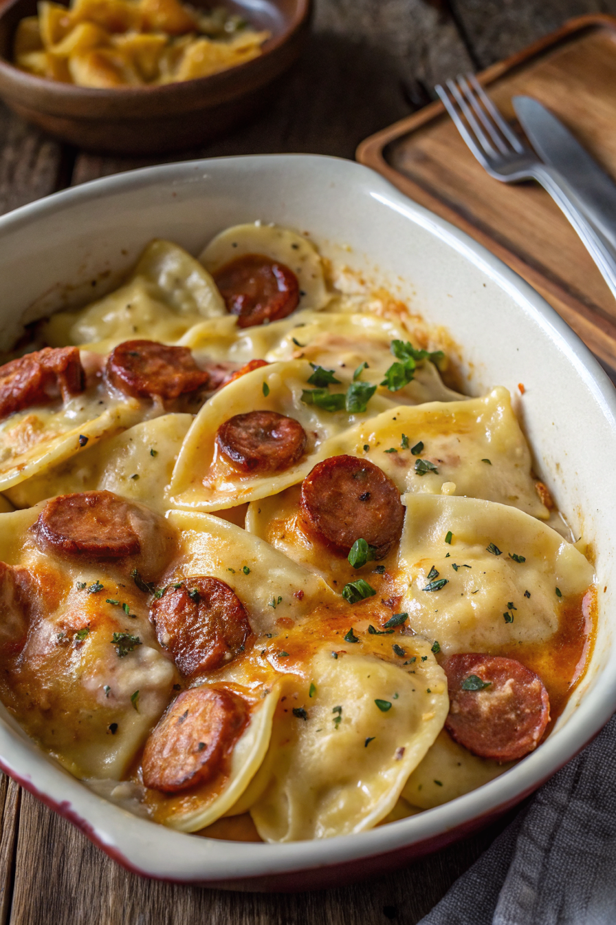 Crockpot Pierogi Casserole with Beef Kielbasa (Creamy, Hearty & Effortless Comfort Meal)