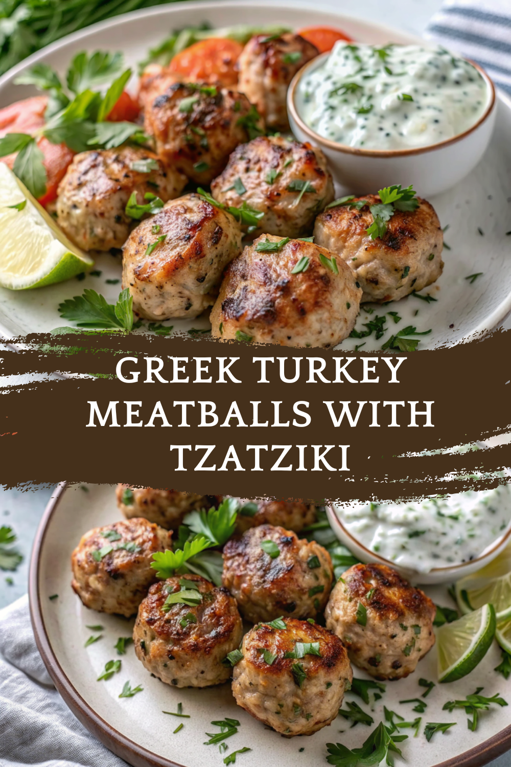 Greek Turkey Meatballs with Tzatziki – Juicy Mediterranean Meatballs with Fresh Herbs and Creamy Garlic Yogurt Sauce