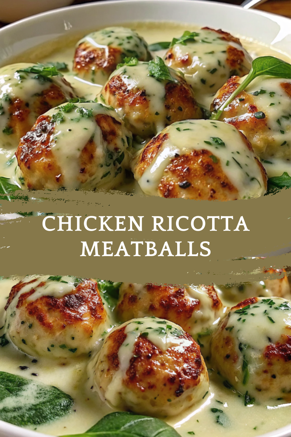 Chicken Ricotta Meatballs with Spinach Alfredo Sauce – Creamy, Tender & Restaurant-Worthy