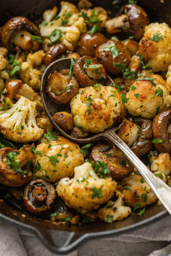 Garlic Mushrooms Cauliflower Skillet – Best Mushrooms Cauliflower Recipe