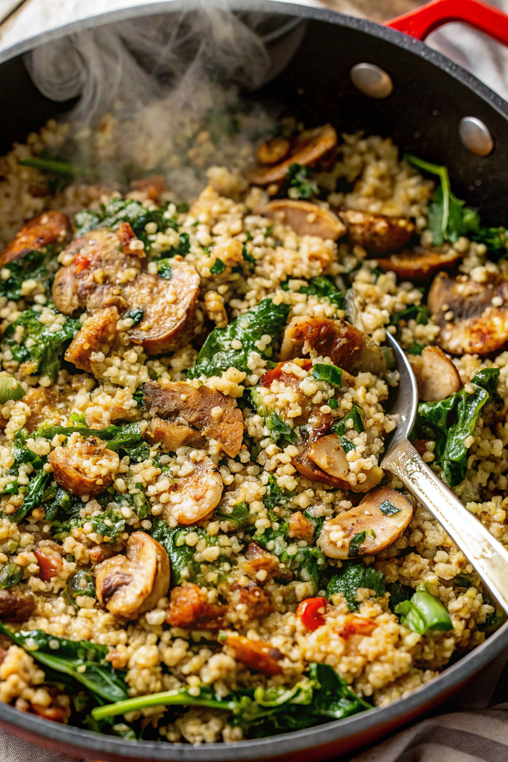 Spinach Mushroom Quinoa Skillet Recipe – Easy One-Pan Healthy Vegetarian Dinner