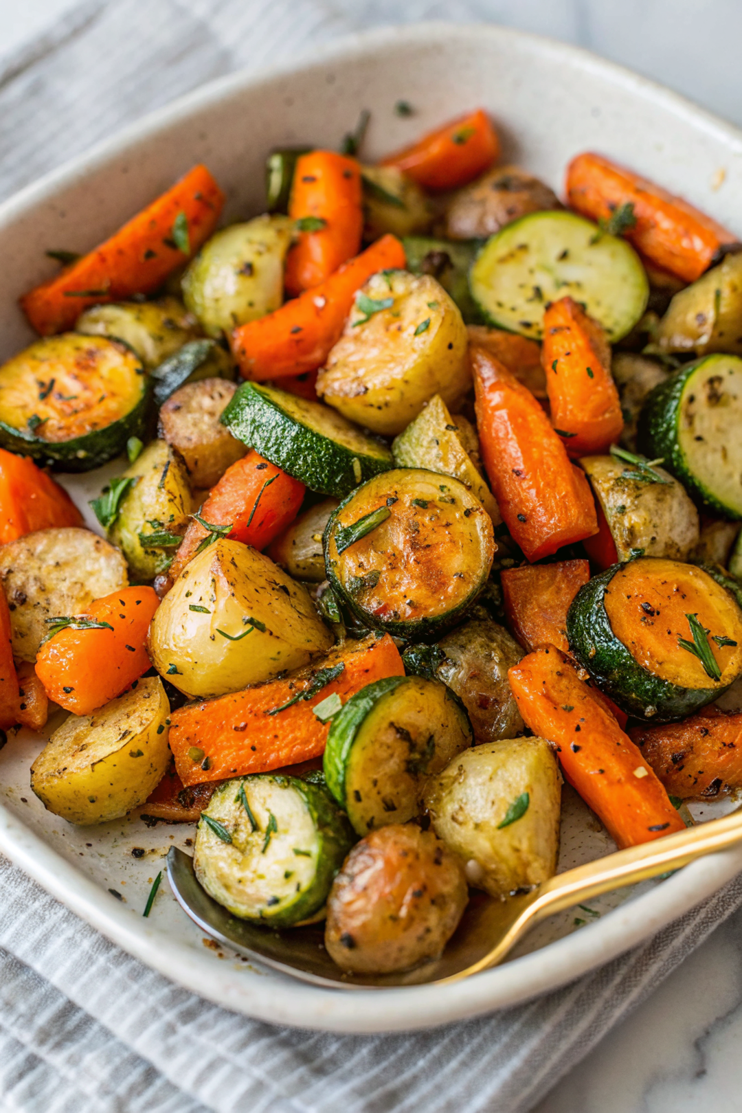 Garlic Herb Roasted Potatoes with Carrots and Zucchini – Easy Oven Roasted Vegetables for a Healthy Dinner