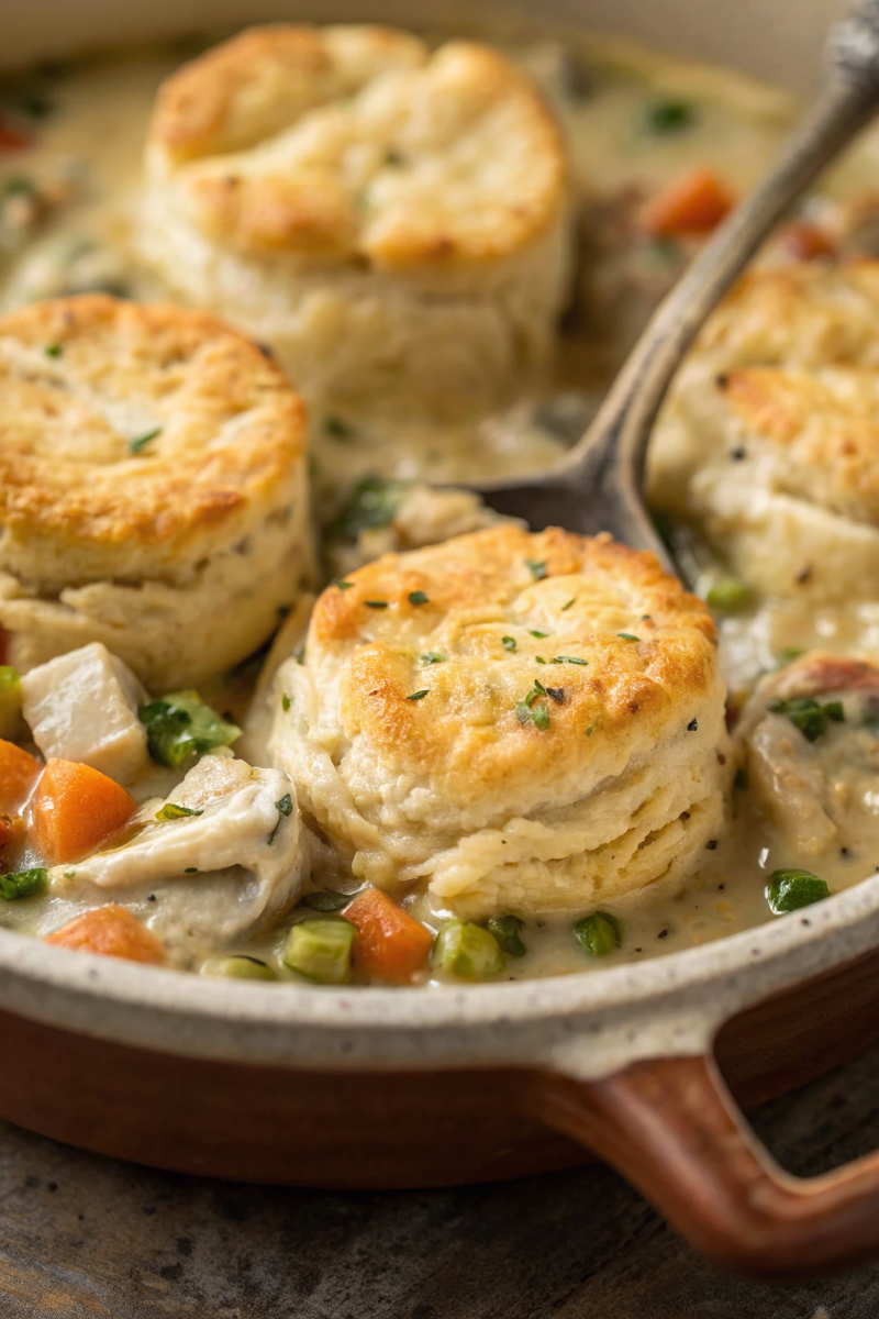 Chicken Pot Pie with Biscuits – Cozy, Creamy & Comfort-Food Perfect