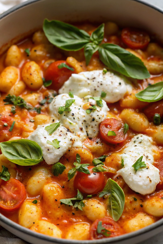 30-Minute Creamy Tomato Gnocchi with Burrata – Rich, Cozy & Weeknight-Perfect