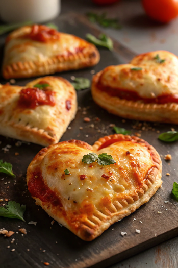 Heart-Shaped Valentine’s Pizza Pockets – Crispy, Cheesy, and Made with Love