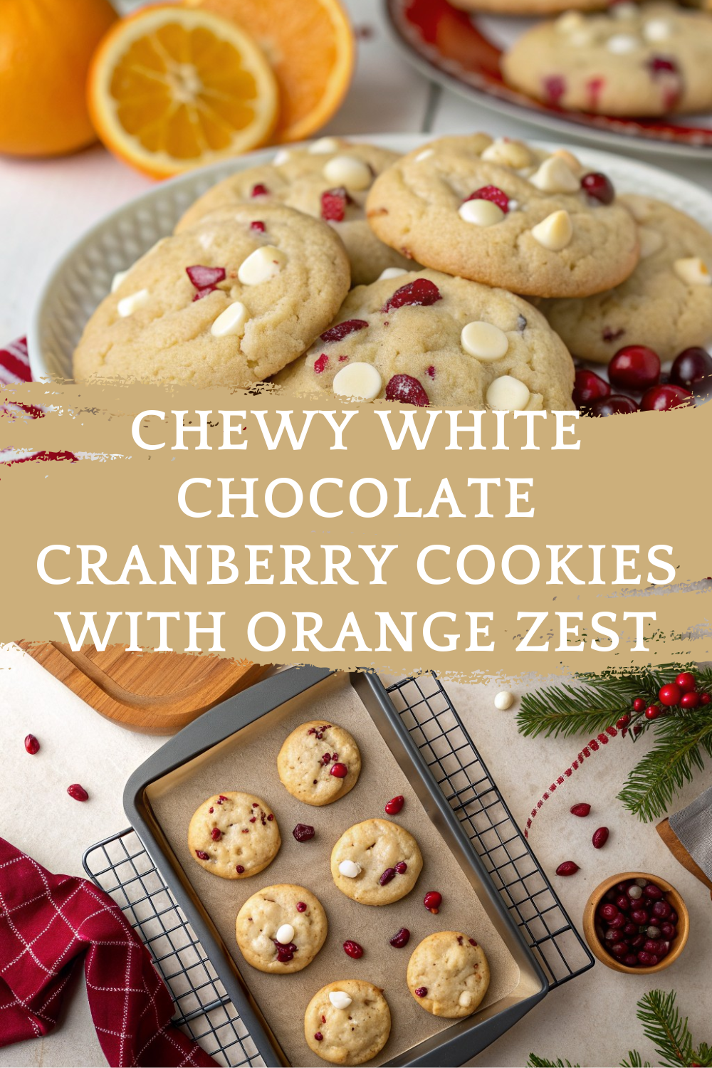 Chewy White Chocolate Cranberry Cookies with Orange Zest